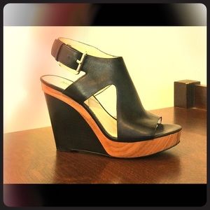 Michael Kors black and brown wedge high heels
